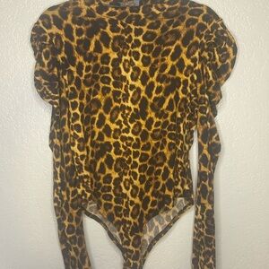Leopard Print Long Sleeve Bodysuit